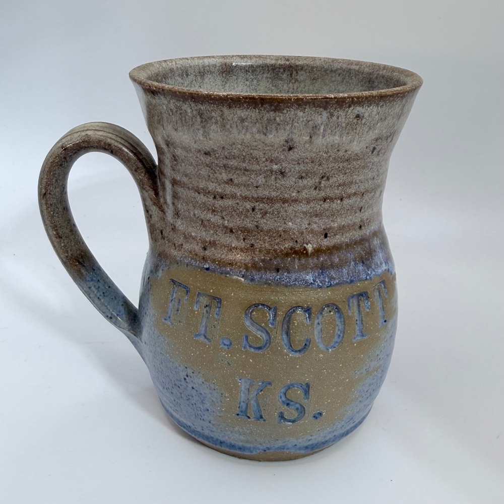 Fort Scott KS Studio Pottery Mug Signed Artist Stoneware 14 Oz Handmade